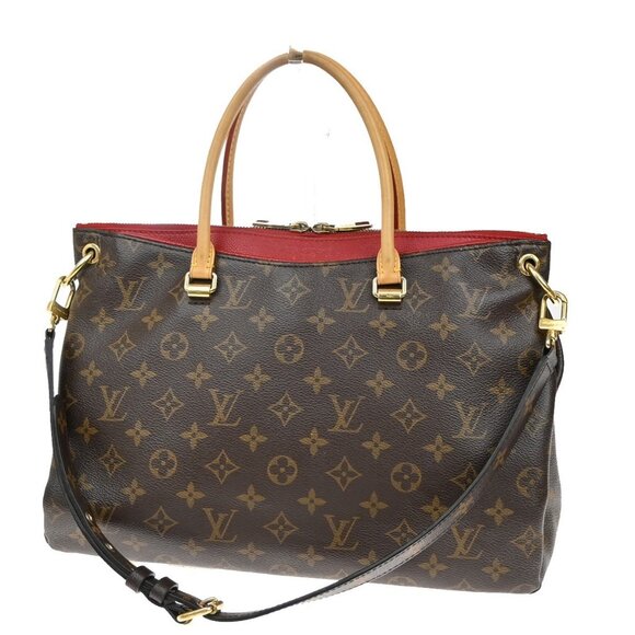 LOUIS VUITTON Pallas 2Way Shoulder Hand Bag Monogram Leather Red - Picture 1 of 16